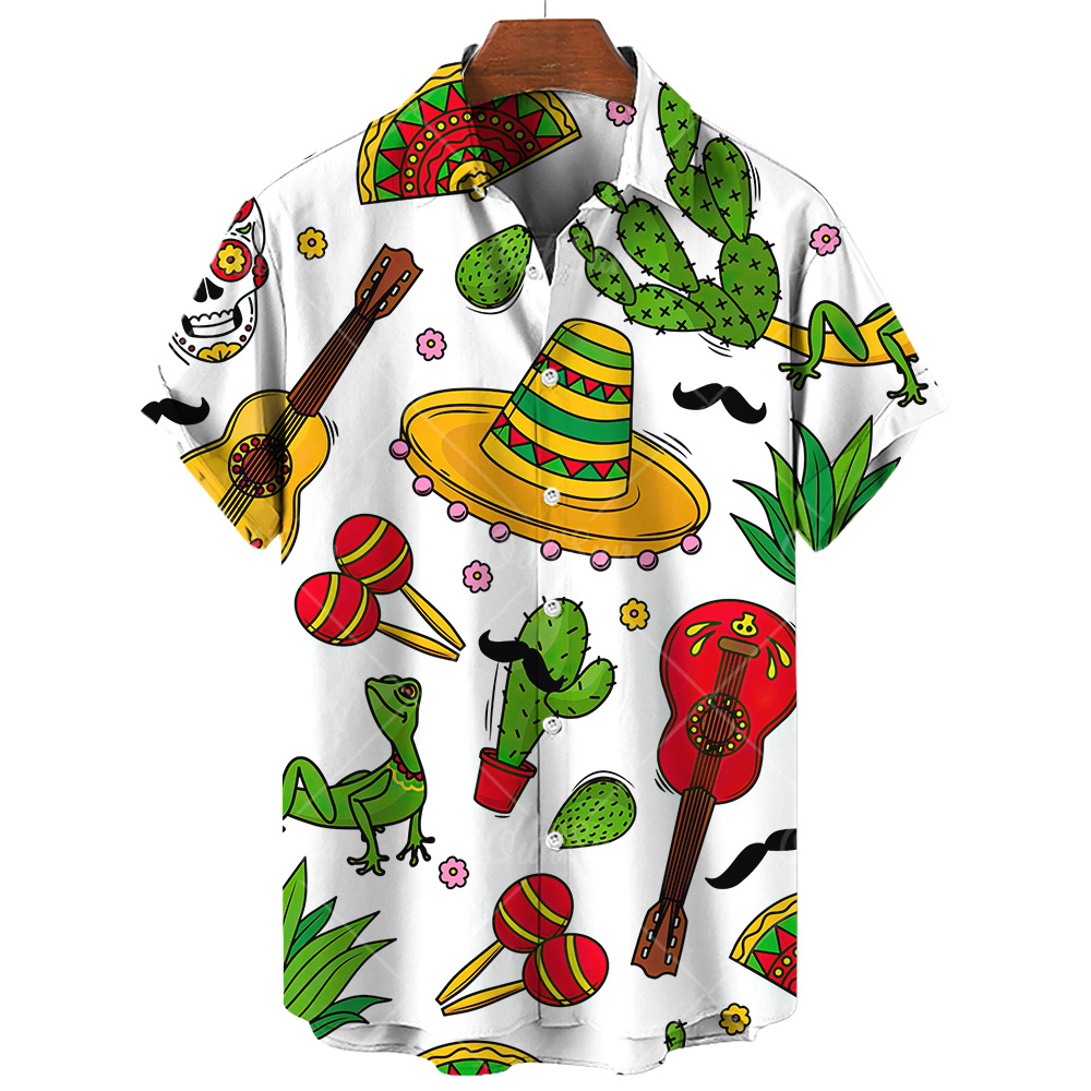 Musical Instrument Hawaiian - Musical Instrument Shirts For Mens Short
