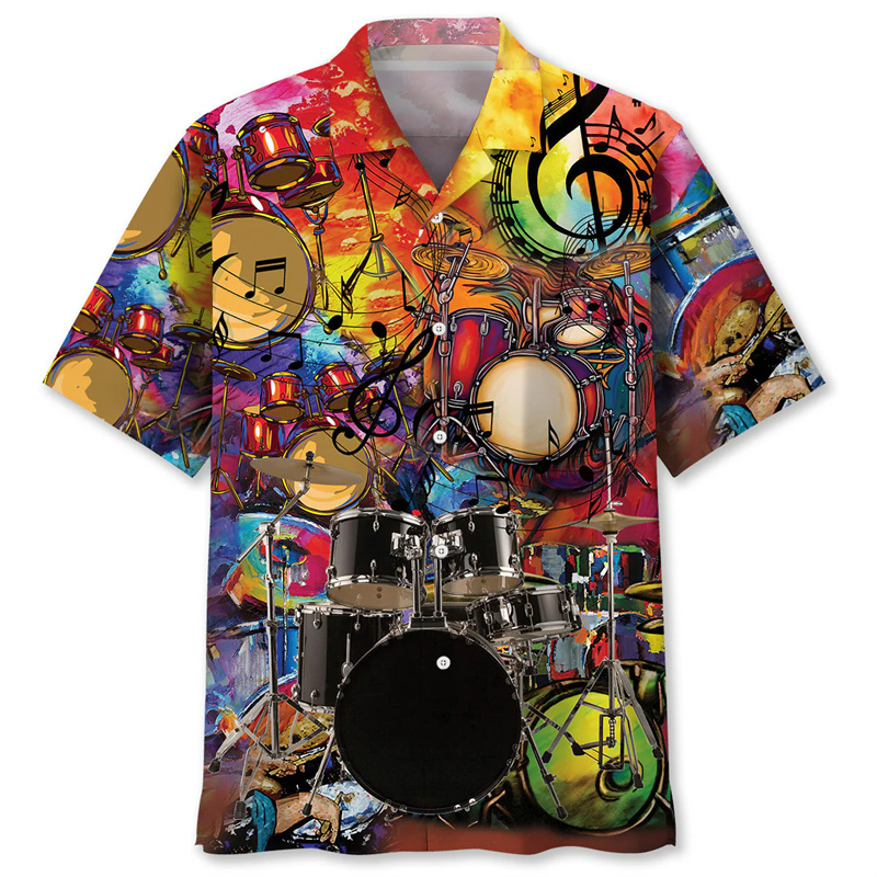 Musical Instrument Hawaiian - Drum Pattern Hawaiian Shirt Men Summer