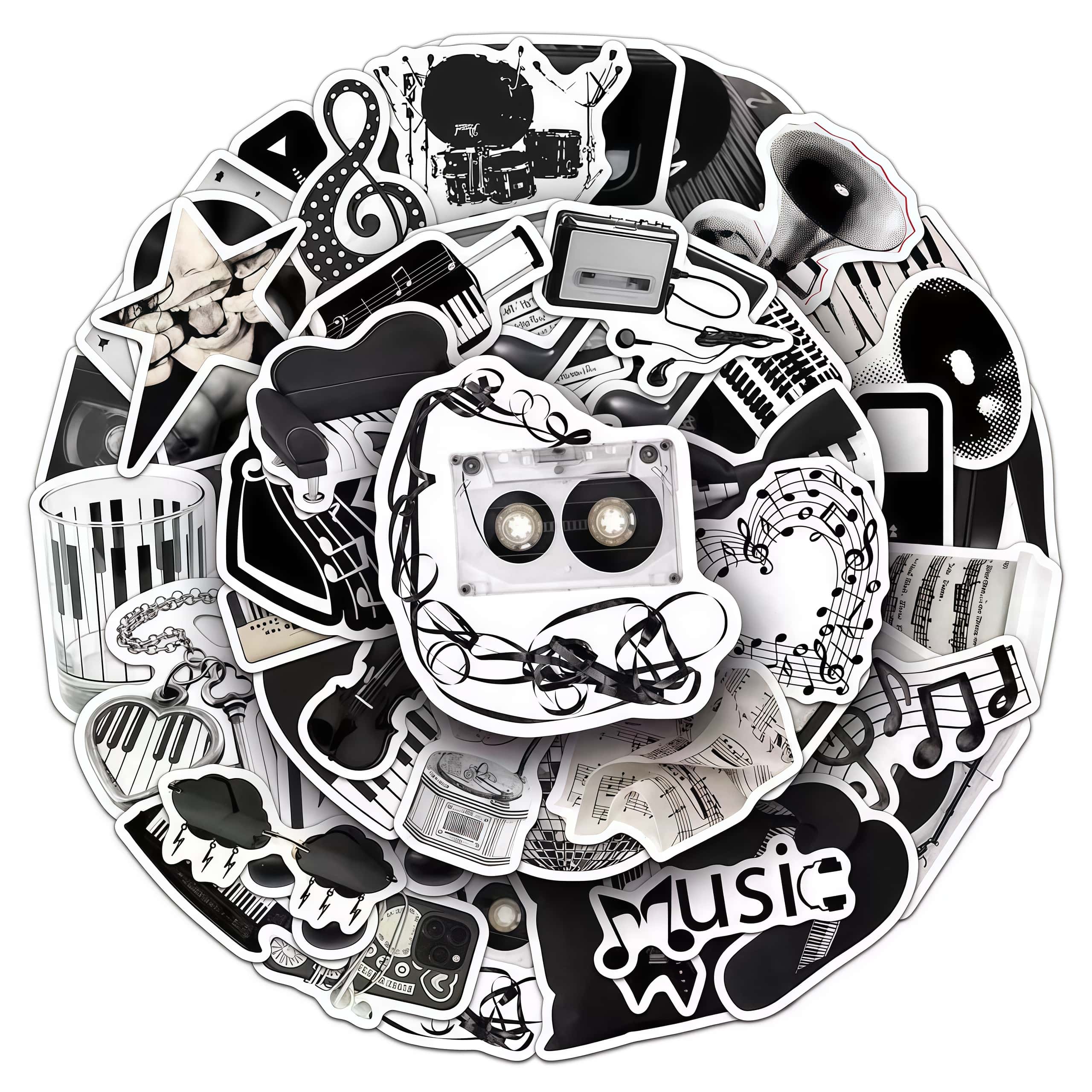 50Pcs Black White Musical Inst - Musical Instrument Names review and price