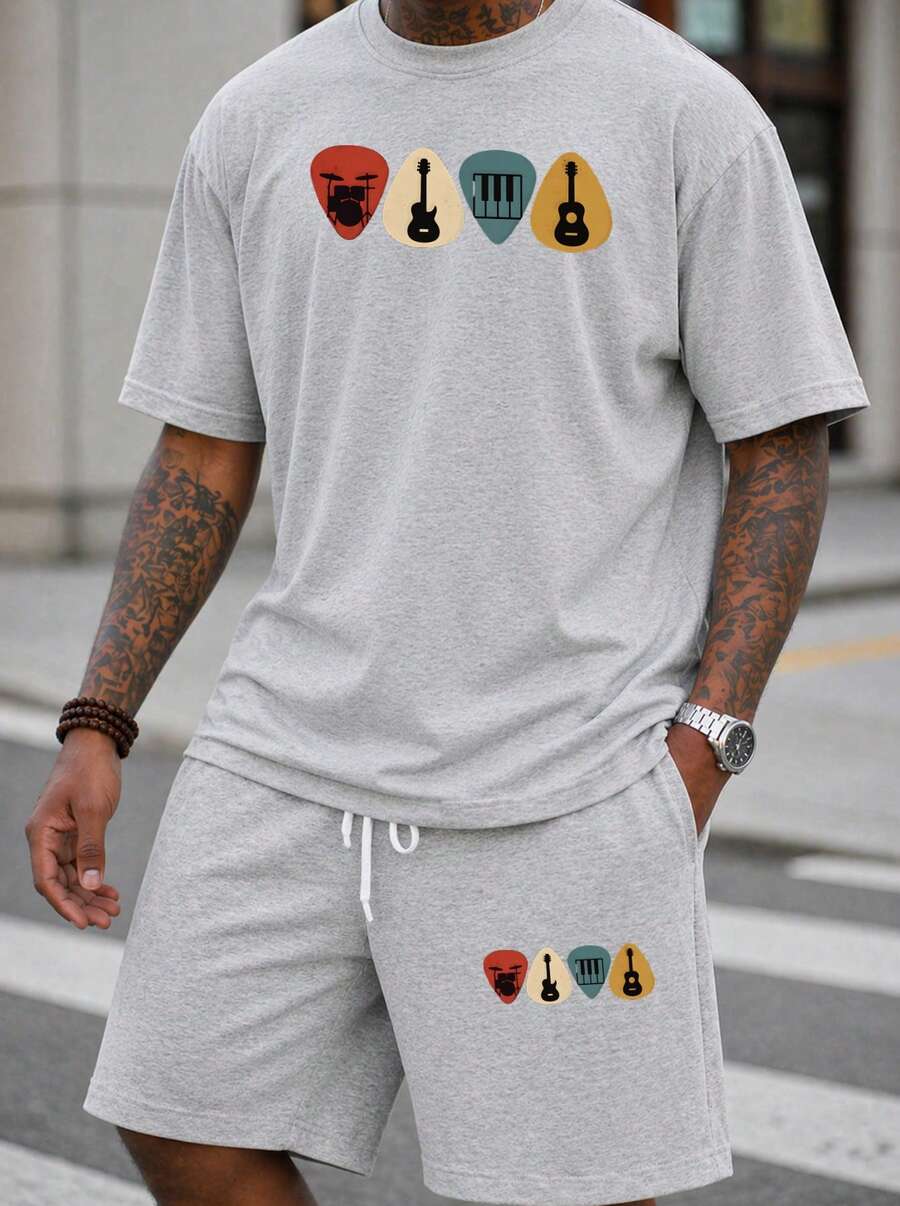 Men S 2 Piece Oversized T-Shir - Musical Instrument ____ review and price